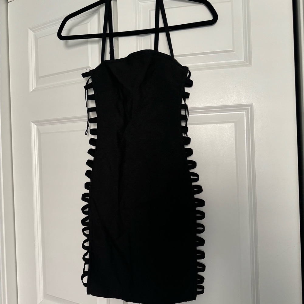 Black mini dress.